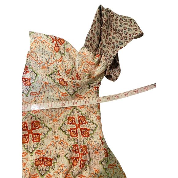 UMGEE Floral Tunic Bell Sleeve Floral Orange White Top Boho Peasant Medium - Picture 7 of 7